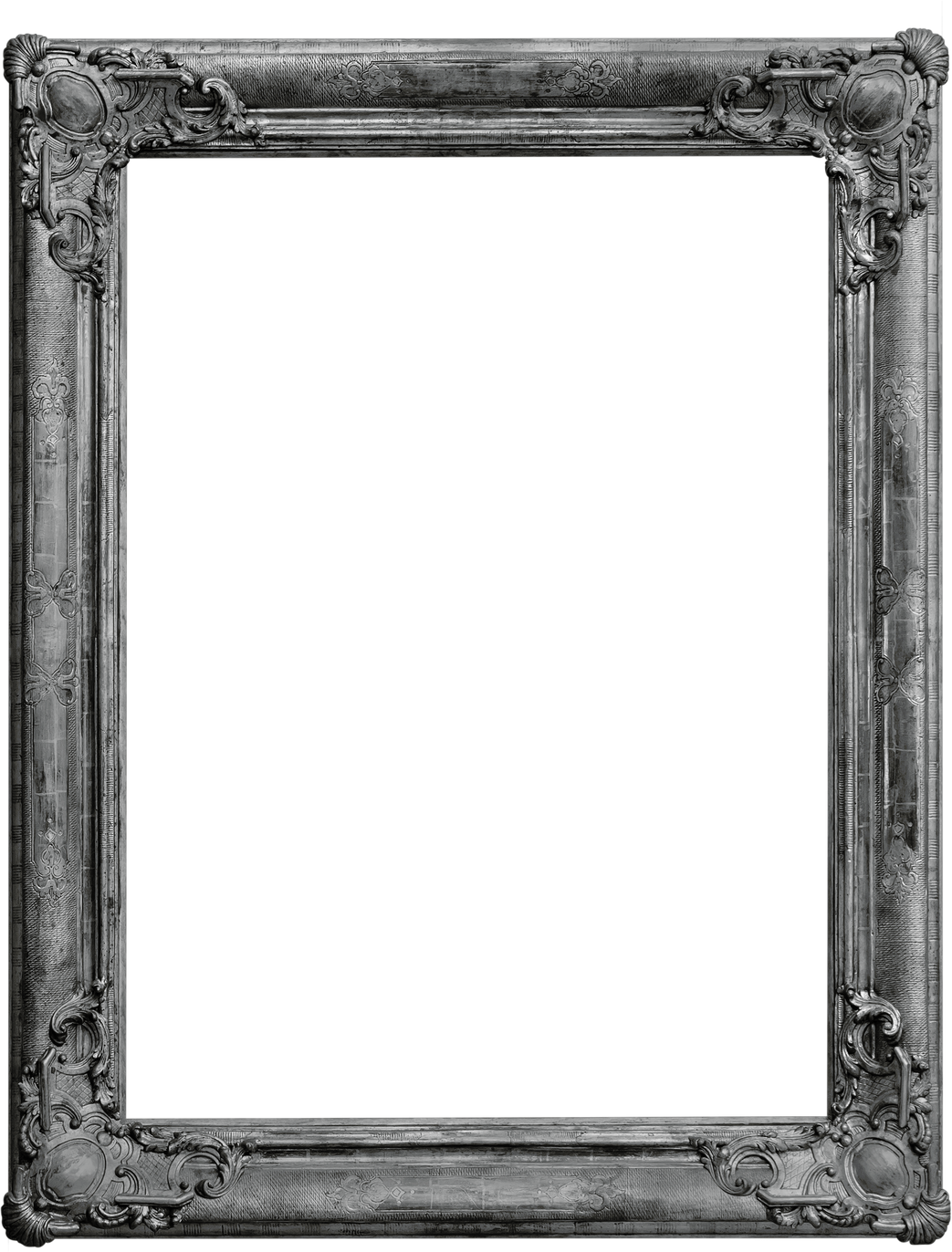 Wooden Vintage Rectangular Silver-Plated Empty Picture Frame